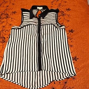 Mine Black and White Striped Blouse